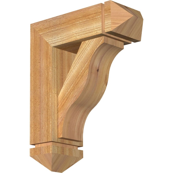 Ekena Millwork Funston Arts and Crafts Rough Sawn Bracket w/ Offset Brace, Western Red Cedar, 6"W x 16"D x 20"H BKT0604X16X20FST03RWR - main